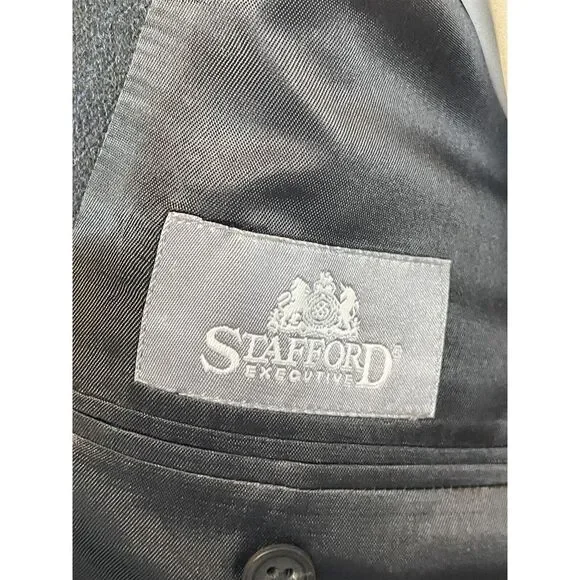 VTG Stafford 42L Wool Cashmere Herringbone Dark Gray Windowpane 3Btn Sport‎ Coat
